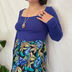 Forever 21 Blue Long Sleeve Crop Top